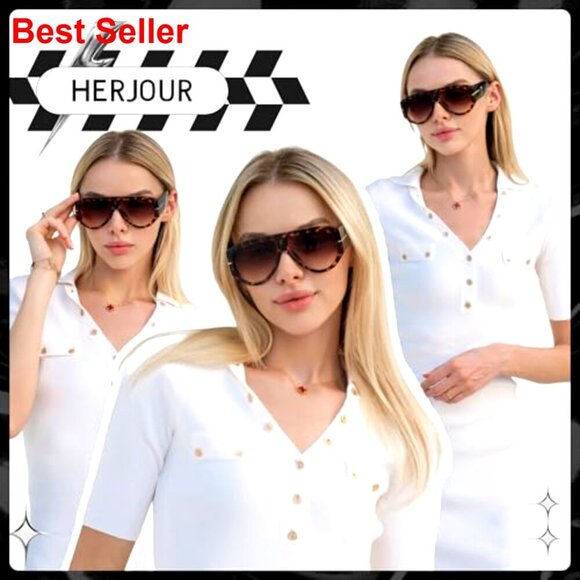 Oversized Retro Aviator Sunglasses 70s Vintage UV Protection main image 4